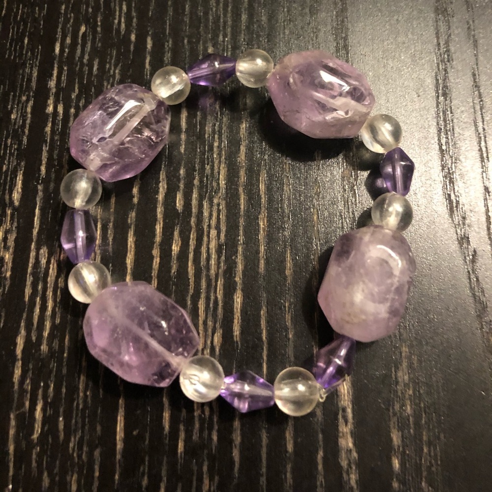 Purple glass bead women bracelet